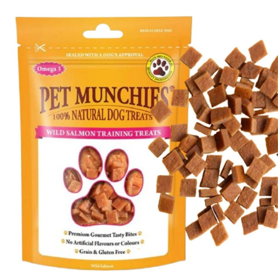 Pet Munchies Wild Salmon Dog Training Treats, Pack of 3 x 50g each, Grain Free Tasty Bites with Natural Real Meat