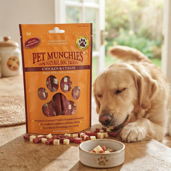 Pet Munchies Premium Chicken and Cheese Dog Treats (8 x 100g Bulk Case)
