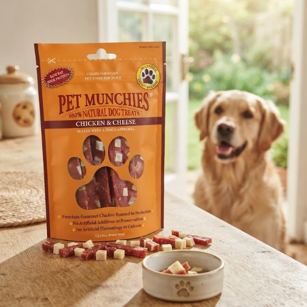 Pet Munchies Premium Chicken and Cheese Dog Treats (8 x 100g Bulk Case)