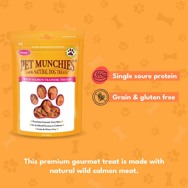 Pet Munchies Natural Wild Salmon Dog Training Treats | 50g Multi-Pack (8 Pack)