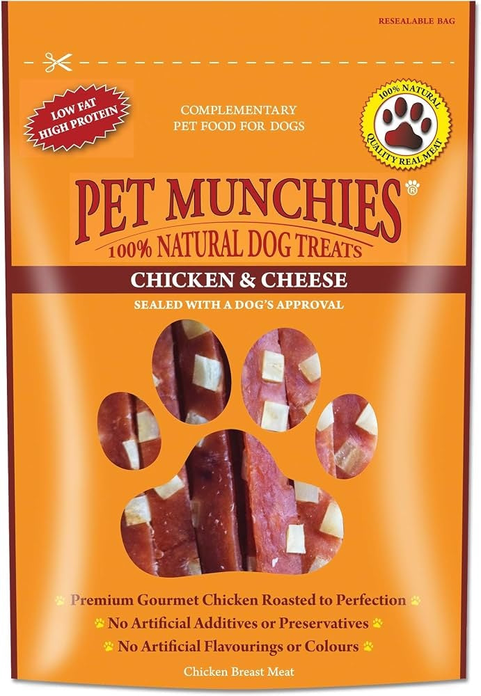 Pet Munchies Premium Chicken and Cheese Dog Treats (8 x 100g Bulk Case)
